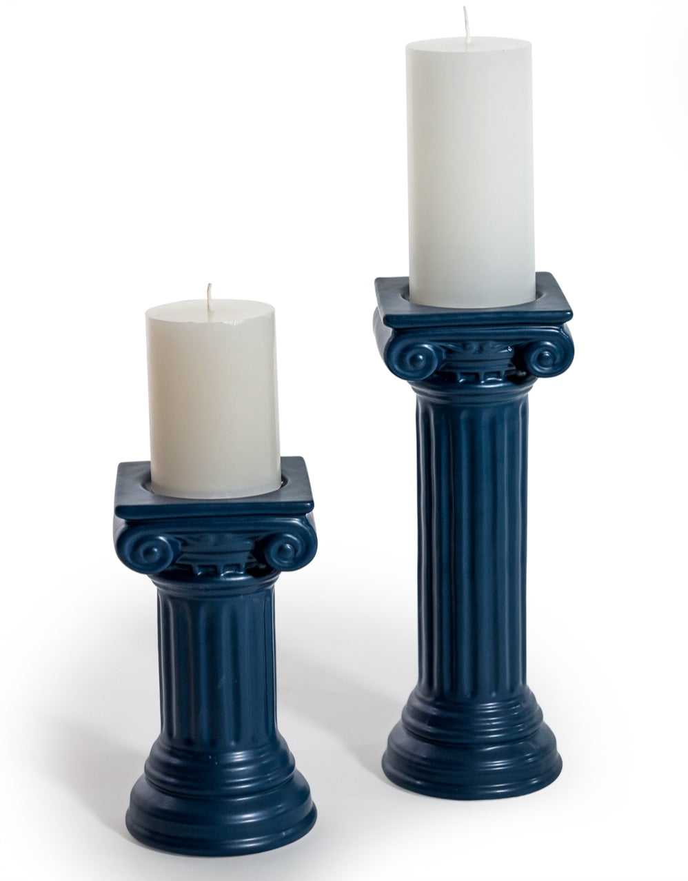 Matt Dark Blue Large Ionic Column Ceramic Candle Holder - FPC40