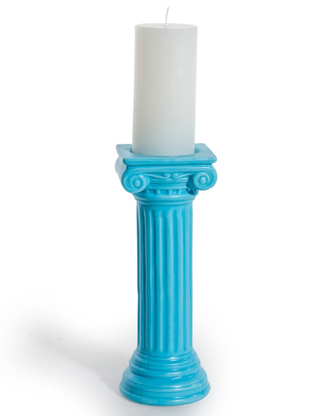 Matt Light Blue Large Ionic Column Ceramic Candle Holder - FPC48