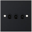 Selectric 5M Matt Black 3 Gang 10A 2 Way Toggle Switch