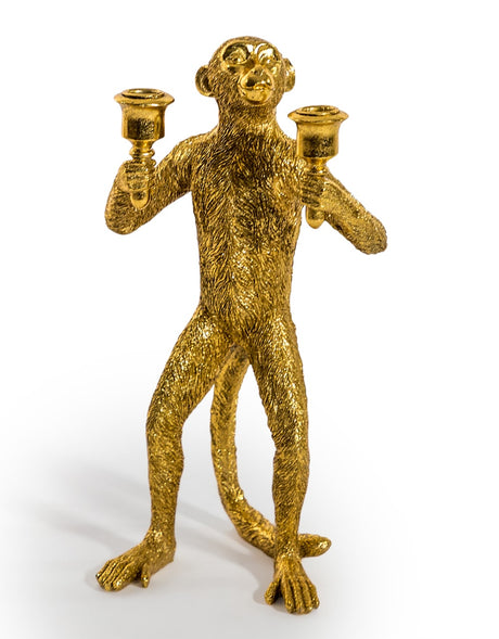 Antique Gold Standing Monkey Candelabra - CRT72