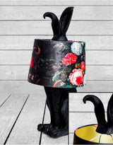 Matt Black Rabbit Ears Lamp with Boho Floral Shade - TL130