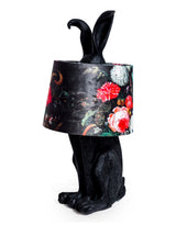 Matt Black Rabbit Ears Lamp with Boho Floral Shade - TL130