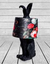 Matt Black Rabbit Ears Lamp with Boho Floral Shade - TL130