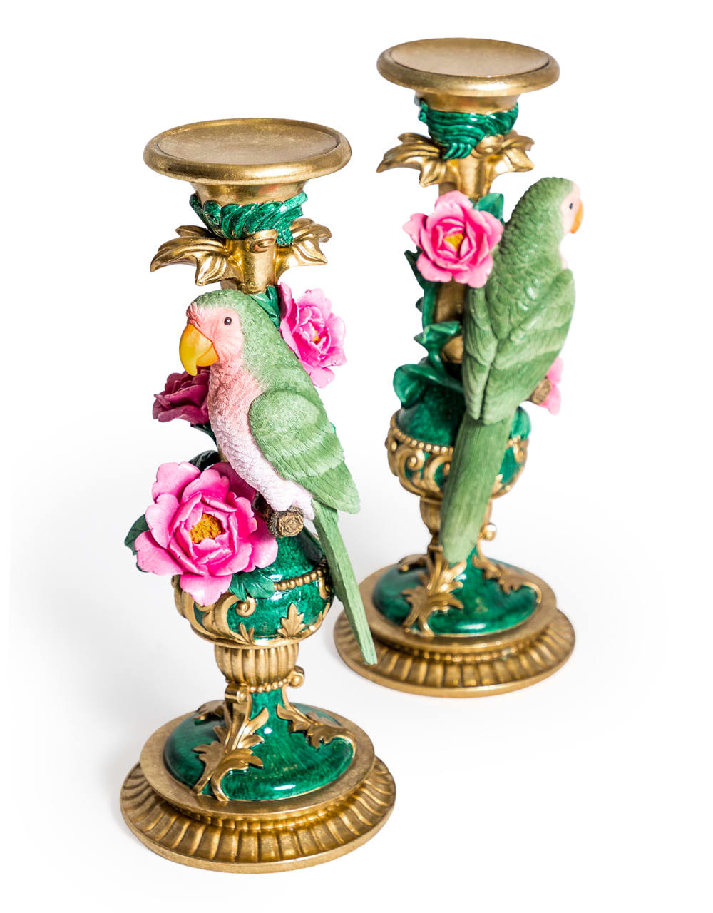 Pair of Ornate Parrot Candle Holders - CRT68