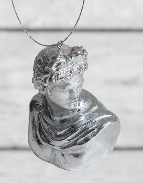 Silver Leaf Apollo Bust Hanging Decoration (to be bought in qtys of 8) - CRT101