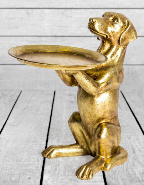 Antique Gold Labrador Holding Tray Ornament - TPR70