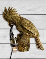Antique Gold Cockatoo on Perch Wall Lamp - TPR76