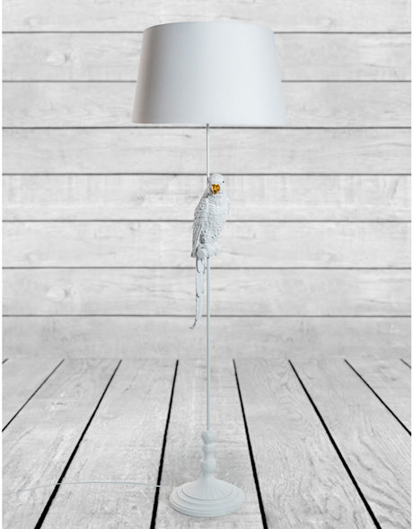 Matt White Parrot Floor Lamp with White Shade - TL136