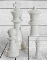 Matt White Large Ceramic King Chess Piece Ornament (to be bought in qtys of 2) - FPC21