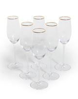 Set of 6 Traditional Champagne Flutes with Gold Rims - GW133