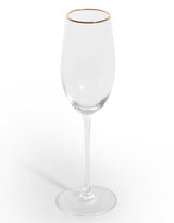 Set of 6 Traditional Champagne Flutes with Gold Rims - GW133