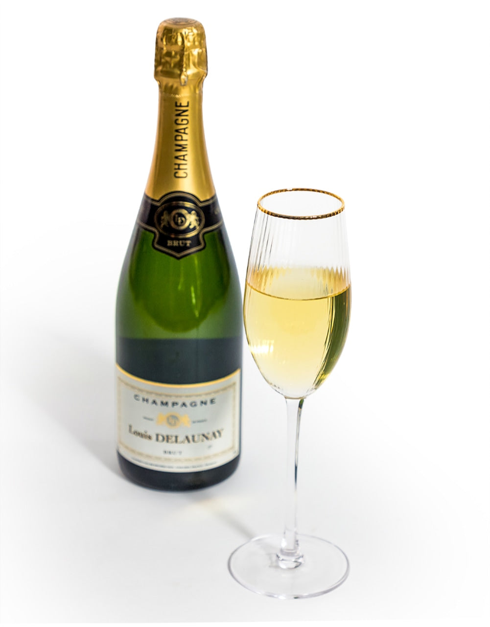 Set of 6 Traditional Champagne Flutes with Gold Rims - GW133