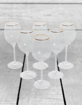 Set of 6 Traditional Wine Glasses with Gold Rims - GW131