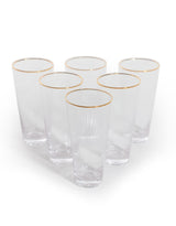 Set of 6 Traditional Highball Glass Tumblers with Gold Rims - GW132