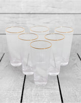 Set of 6 Traditional Highball Glass Tumblers with Gold Rims - GW132