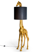 Antique Gold Giraffe Floor Lamp with Black Shade - TL129