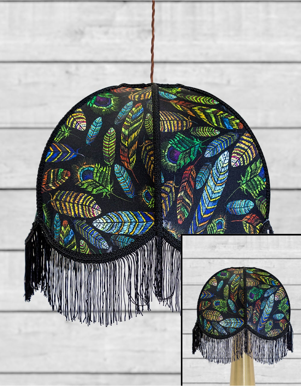 Feather Design Frilled Lampshade (Use As Pendant or Shade) - PJB16