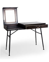 Black and Antique Gold "Orwell" Desk with Concealed Vanity Mirror - VRN26