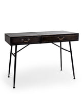 Black and Antique Gold "Orwell" Desk with Concealed Vanity Mirror - VRN26
