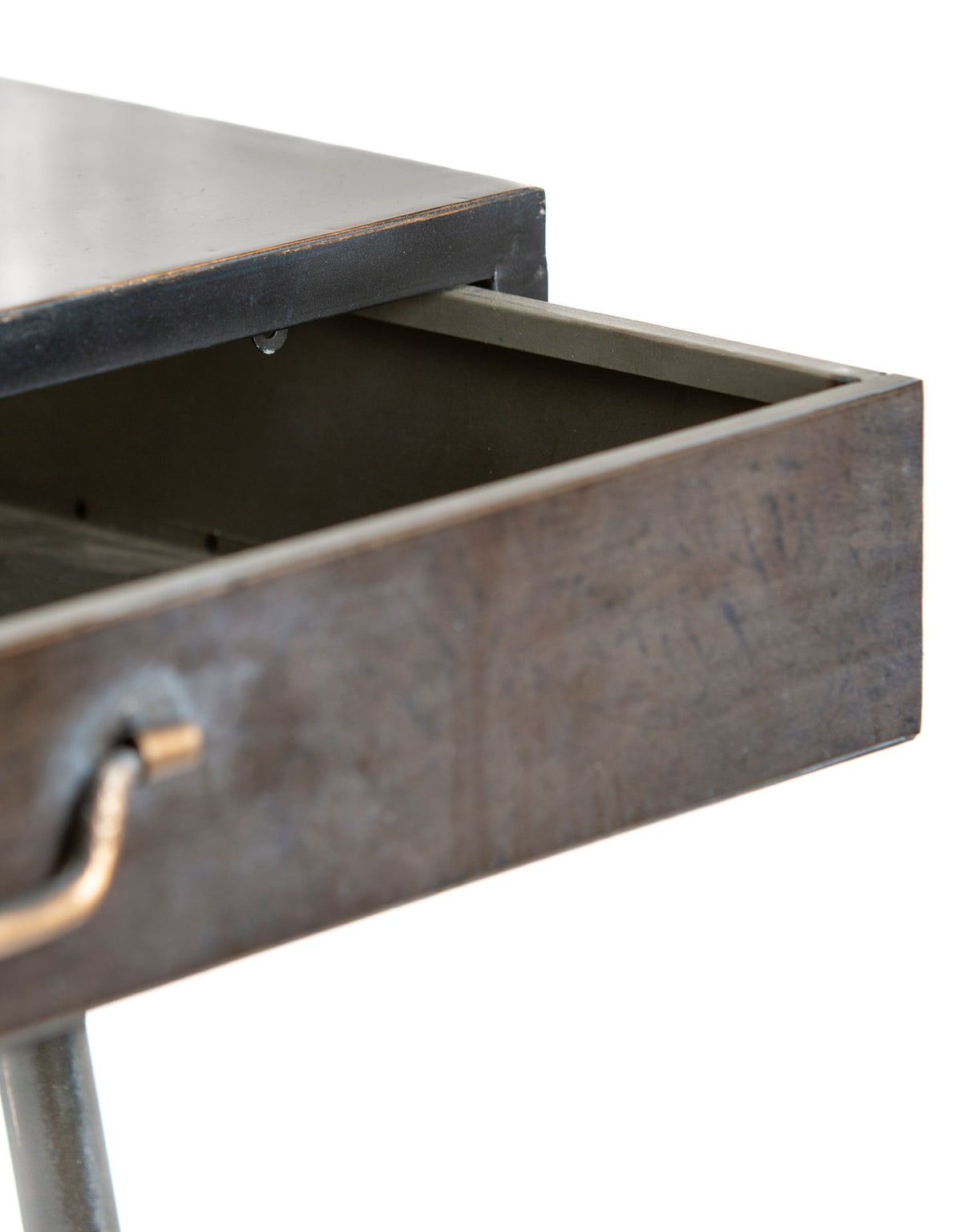 Black and Antique Gold "Orwell" Desk with Concealed Vanity Mirror - VRN26