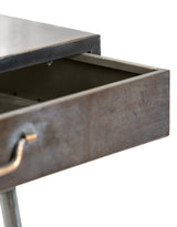Black and Antique Gold "Orwell" Desk with Concealed Vanity Mirror - VRN26