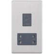 Selectric 5M-Plus Screwless Satin Chrome 115/230V Dual Voltage Shaver Socket with Grey Insert
