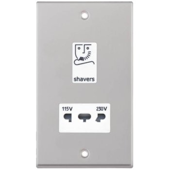 Selectric 7M-Pro Satin Chrome 115/230V Dual Voltage Shaver Socket with White Insert