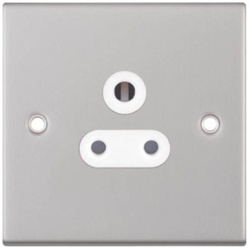 Selectric 5M Satin Chrome 1 Gang 5A Round Pin Socket with White Insert