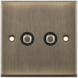 Selectric 7M-Pro Antique Brass 2 Gang Satellite Socket with Black Insert