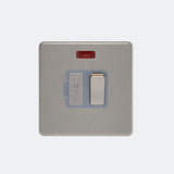 single screwless switched spur inc neon in brushed steel with grey inserts