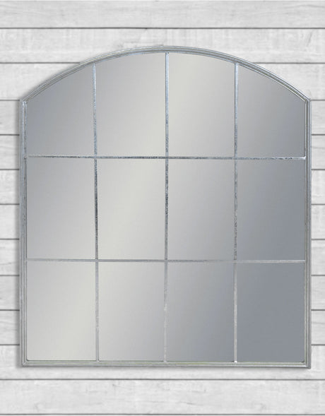 Antique Silver Arch Window Pane Mirror - EM131