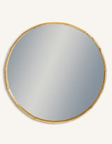 Antique Gold Round Metal Bamboo Wall Mirror (to be bought in qtys of 2) - EM134