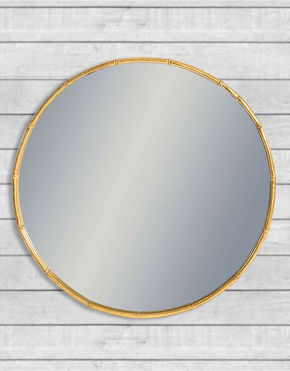 Antique Gold Round Metal Bamboo Wall Mirror (to be bought in qtys of 2) - EM134