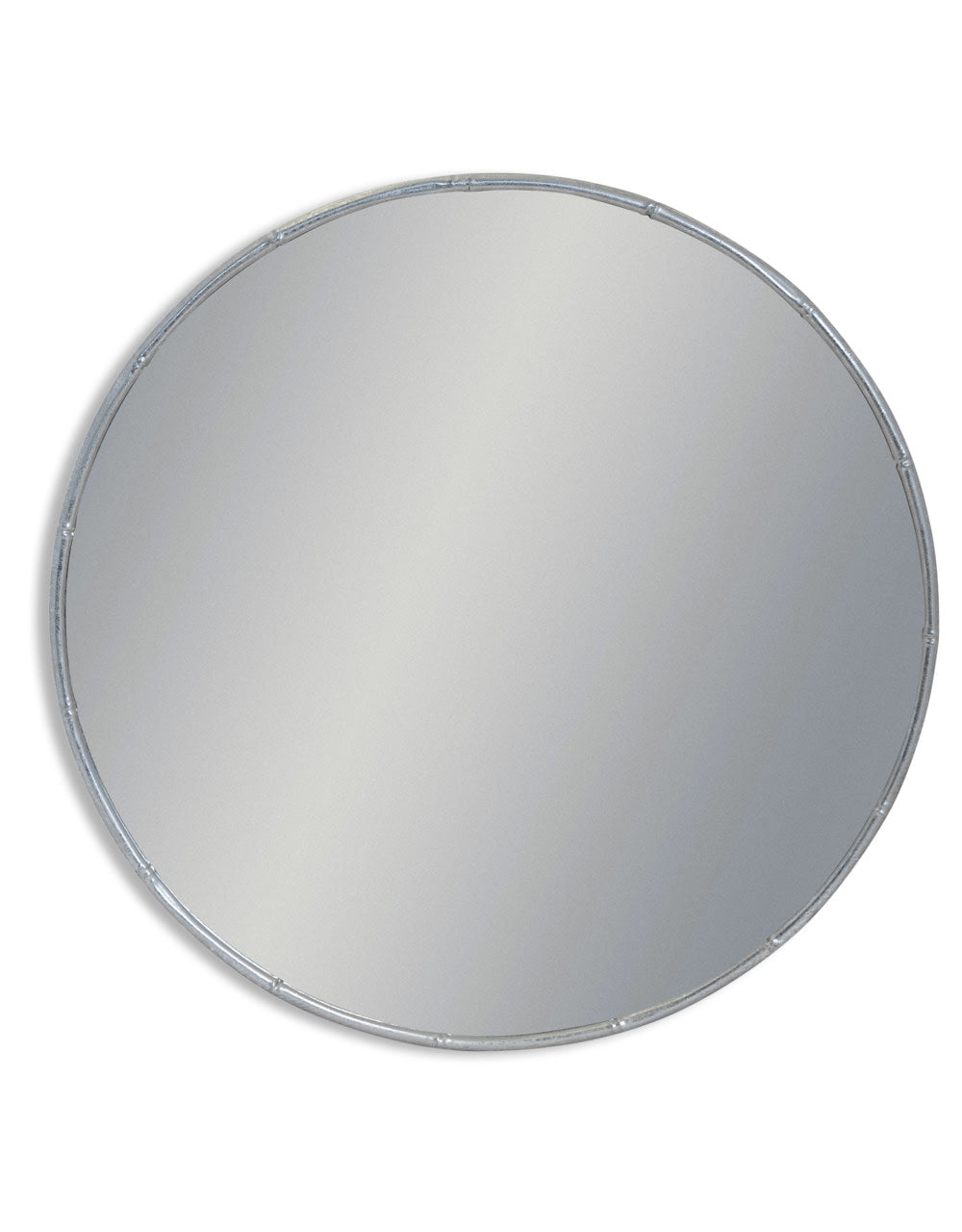 Antique Silver Round Metal Bamboo Wall Mirror (to be bought in qtys of 2) - EM135