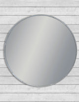 Antique Silver Round Metal Bamboo Wall Mirror (to be bought in qtys of 2) - EM135