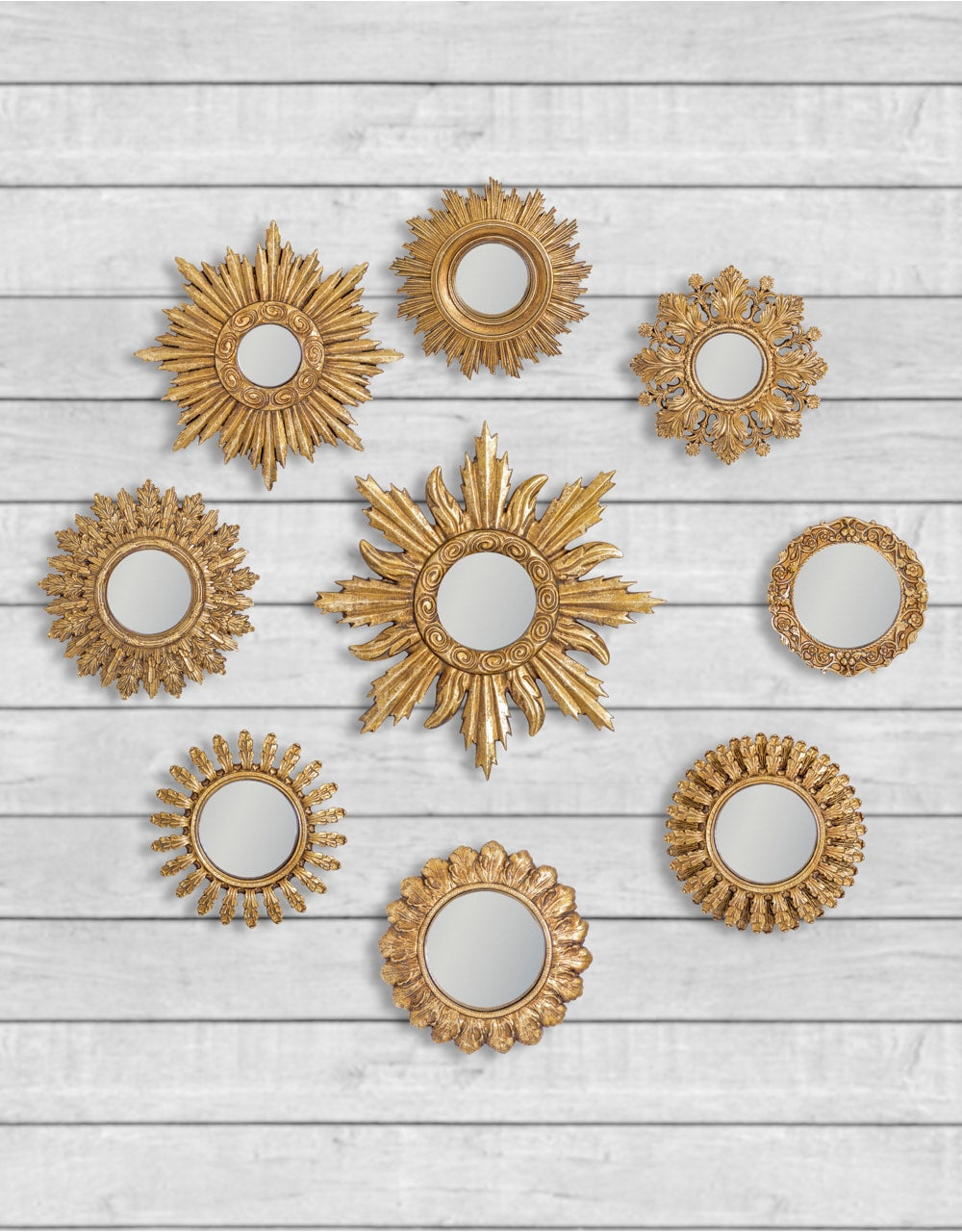 Set of 9 Assorted Ornate Gold Framed Mirrors (MK93-MK101) - MK117