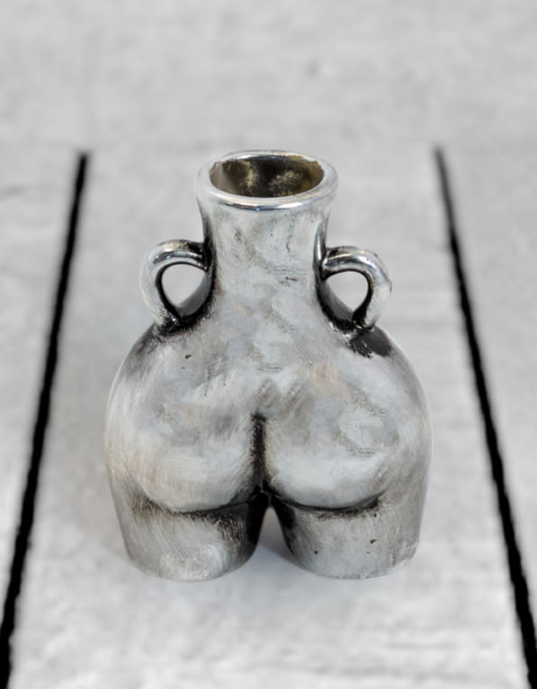 Antique Silver Small "Love Handles" Booty Vase (to be bought in qtys of 2) - BBR16