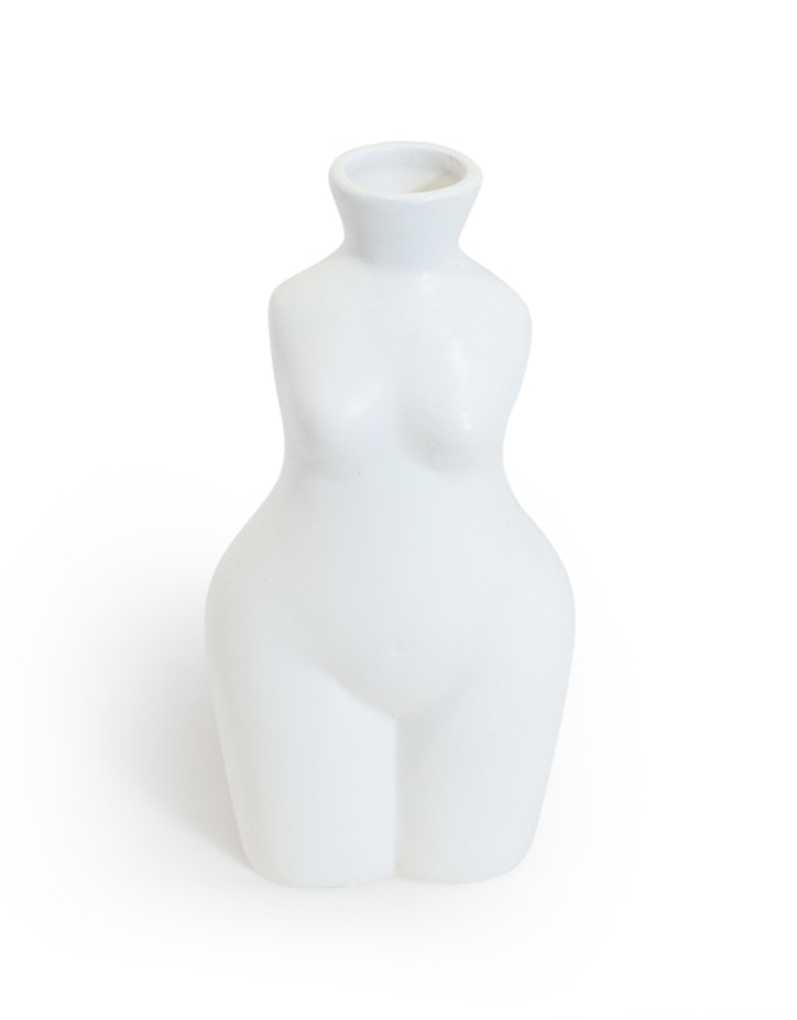 Matt White Small Female Body Ceramic Stem Vase - BBR19