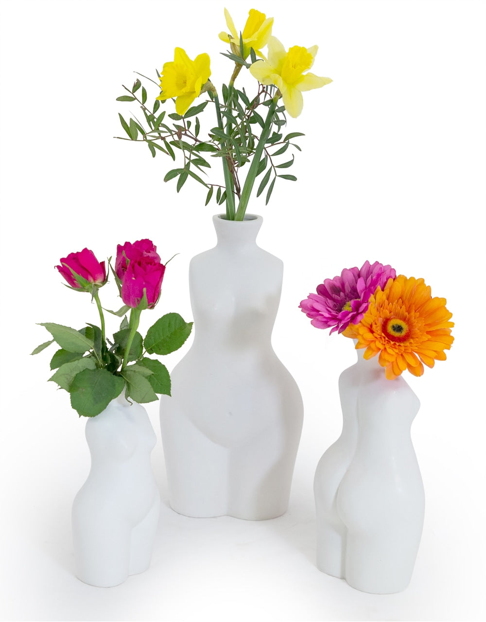 Matt White Small Female Body Ceramic Stem Vase - BBR19
