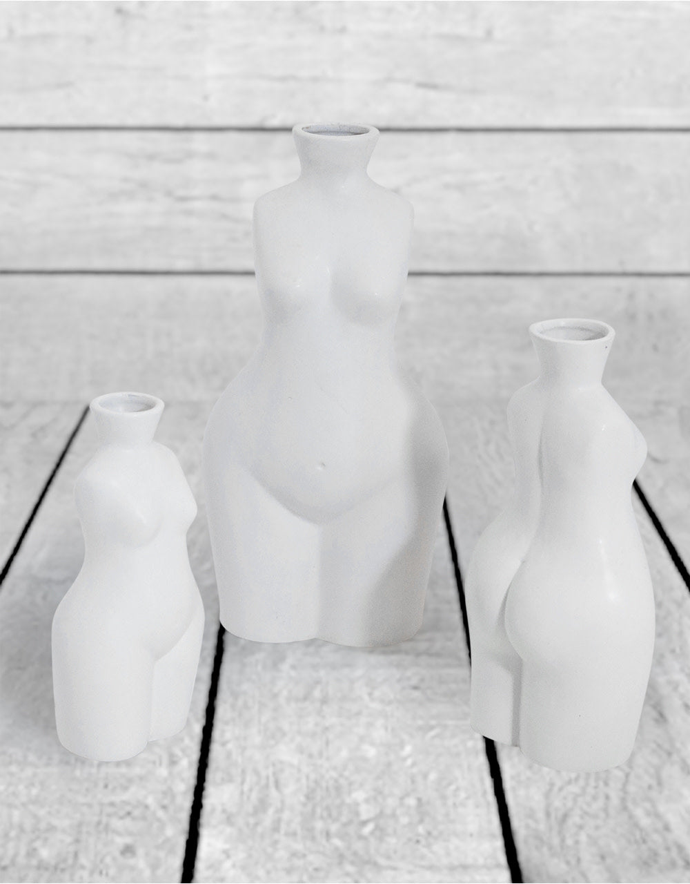 Matt White Medium Female Body Ceramic Stem Vase - BBR20