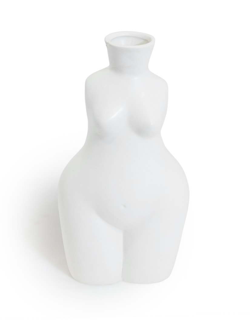 Matt White Medium Female Body Ceramic Stem Vase - BBR20