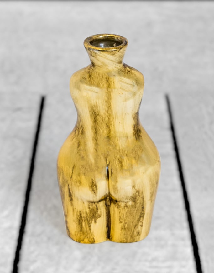 Antique Gold Small Female Body Ceramic Stem Vase - BBR22