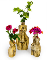 Antique Gold Small Female Body Ceramic Stem Vase - BBR22