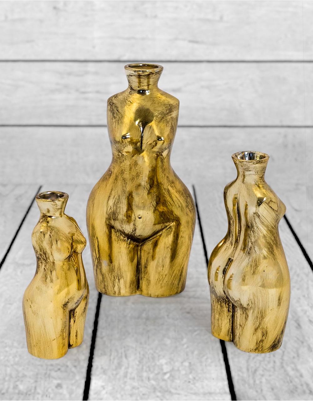Antique Gold Small Female Body Ceramic Stem Vase - BBR22