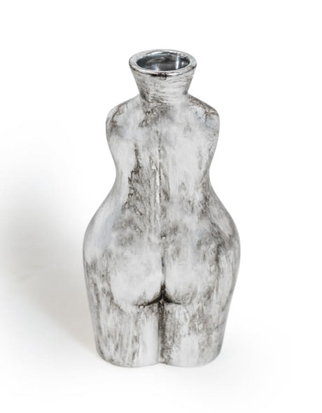 Antique Silver Small Female Body Ceramic Stem Vase - BBR25