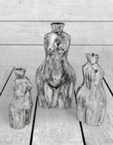 Antique Silver Medium Female Body Ceramic Stem Vase - BBR26