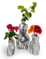 Antique Silver Medium Female Body Ceramic Stem Vase - BBR26