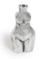Antique Silver Medium Female Body Ceramic Stem Vase - BBR26