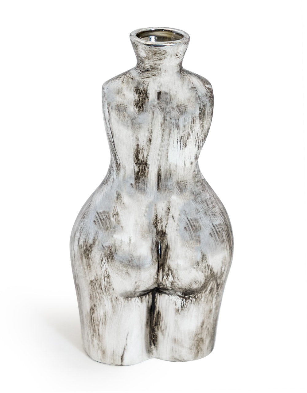 Antique Silver Large Female Body Ceramic Stem Vase - BBR27