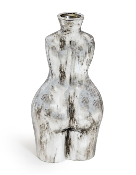 Antique Silver Large Female Body Ceramic Stem Vase - BBR27